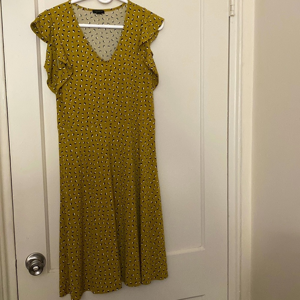 ann taylor yellow/green short sleeve dress size: S